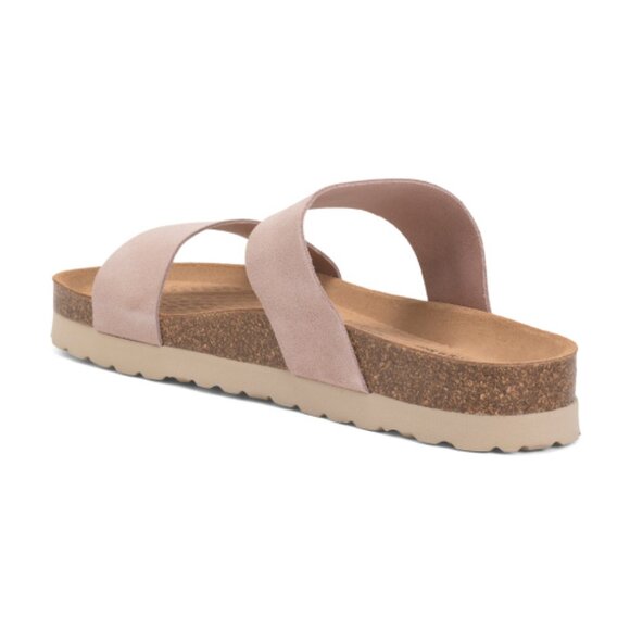 new BIO STEP  Double-Band Flatform Slide Sandals Leath in Blush  255 3M2T - Picture 1 of 6